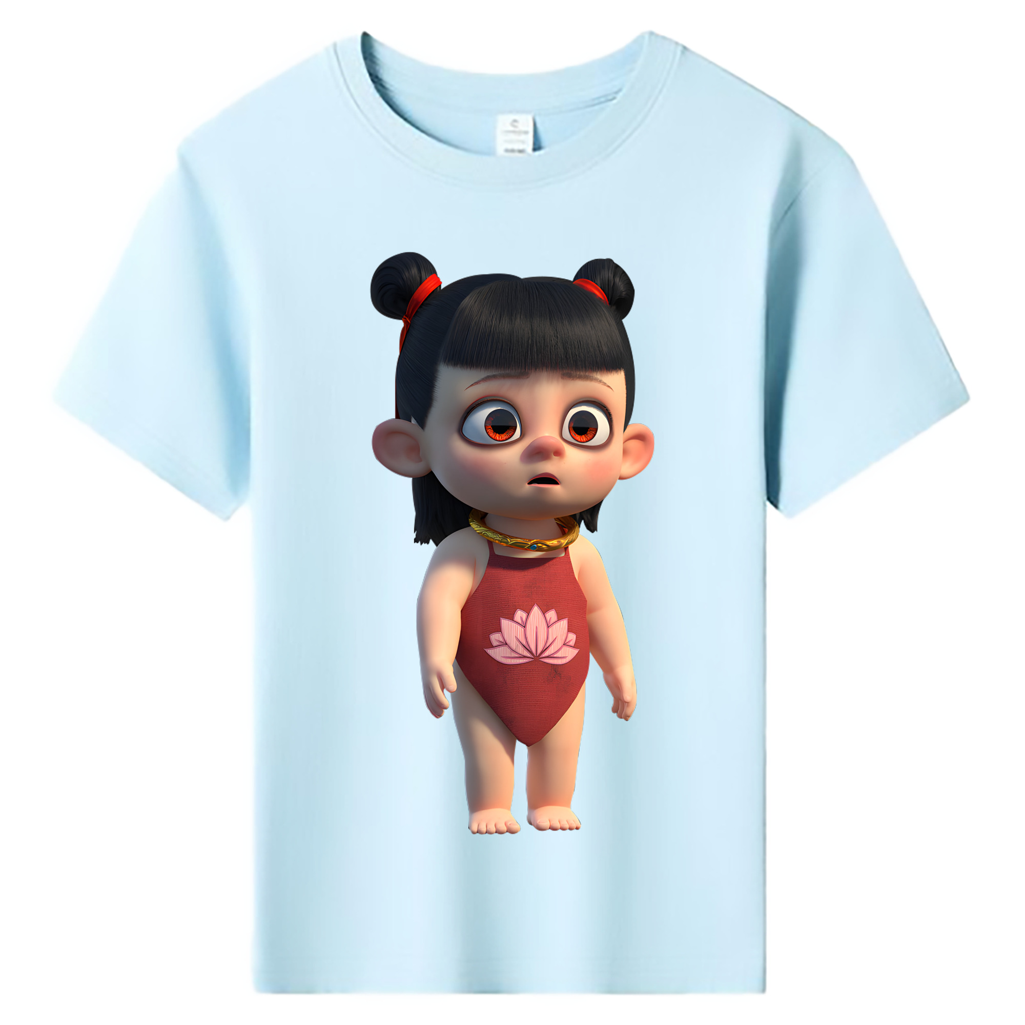 （画像用） Ne Zha 2 ナタ 魔童の大暴れ 綿100％キッズTシャツ（フロントプリント）